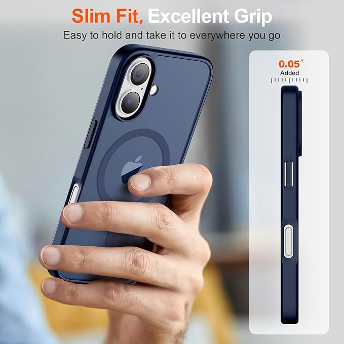 SUPFINE Magnetic for iPhone 17 Case (Compatible with MagSafe)(Military Grade Drop Protection) Translucent Matte Shockproof with Anti-Fingerprint Phone Cover,Dark Blue