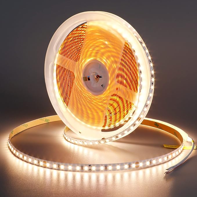 24V 32.8ft(10M) LED Strip Light Warm White 3000K 1200LEDs 2835 SMD 90W High Brightness 7200LM No-Waterproof IP20 Flexible Ribbon for Kitchen Backyard Hallways Stairs Decoration(No Power Supply)