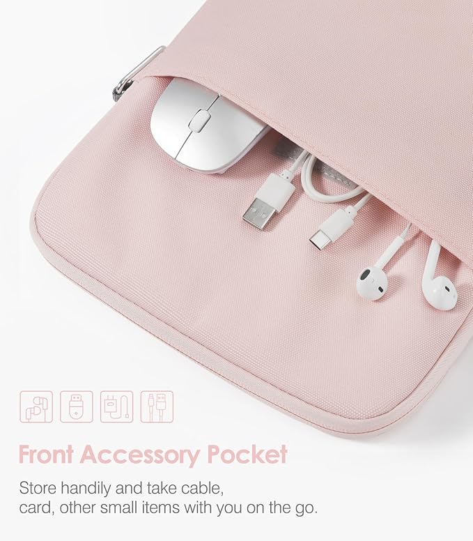 MoKo 9-11 Inch Tablet Sleeve Bag Carrying Case Fits New 11-inch iPad Pro M4/iPad Air M2 2024, Air 5/4/3 10.9"/10.5", Pro 11 M2, i-Pad10th 10.9, i-Pad9/8th Gen 10.2, Tab S8/S9 11", Pink