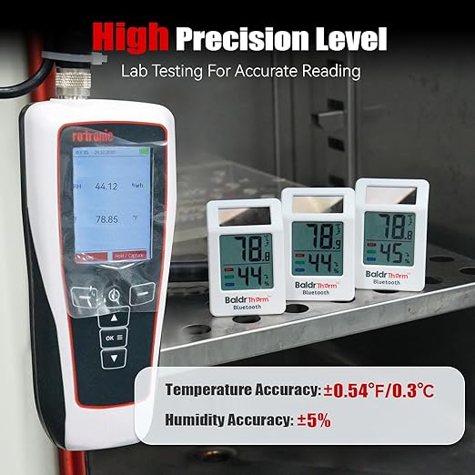 BaldrTherm WiFi Thermometer, Wireless Smart Thermometer, Remote Temperature Monitor with Gateway&Solar Sensor,200ft Coverage, App Alerts,12-Month Battery, Comfort Indicator, Data Sync Recover,6Pack