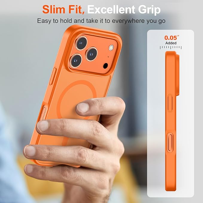 SUPFINE Magnetic for iPhone 17 Pro Case (Compatible with MagSafe)(Military Grade Drop Protection) Translucent Matte Shockproof with Anti-Fingerprint Phone Cover,Starry Orange