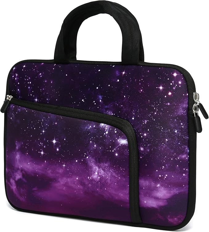 14 15 15.4 15.6 inch Laptop Handle Bag Computer Protect Case Holder Notebook Sleeve Neoprene Cover Soft Carrying Case with Extra Pockets for Dell Lenovo Toshiba HP Chromebook ASUS Acer(Purple Galaxy)