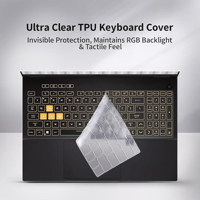 Laptop Case Set for ASUS TUF Gaming F16 (2025) 16 inch Scratch-Resistant & Drop-Resistant Hard Shell Frosted Transparent Protective Cover + Keyboard Cover