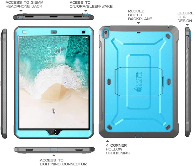 SUPCASE Unicorn Beetle PRO Case for iPad Air 3 (2019) and iPad Pro 10.5'' (2017), Heavy Duty with Built-in Screen Protector Full-Body Rugged Protective Case(Blue)