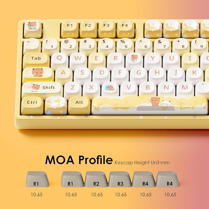 Akko Wireless Gaming Keyboard 5108B Plus Full Size Keyboard Bubu & Dudu Yellow Hot-Swappable Tri-Mode Mechanical Keyboard RGB Backlight, Piano Pre Lubed Switch