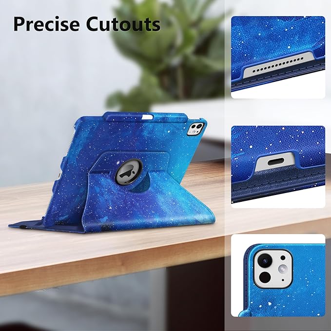 Fintie Rotating Case for iPad Pro 13-inch (M5) 2025 / (M4) 2024 with Pencil Holder - 360 Degree Swiveling Protective Stand Cover with Auto Wake/Sleep, Starry Sky