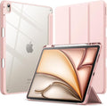 JETech Case for iPad Air 13-Inch M4/M3/M2 (2026/2025/2024) with Pencil Holder, Clear Transparent Back Shell Slim Stand Shockproof Tablet Cover, Auto Wake/Sleep (Sandy Pink)