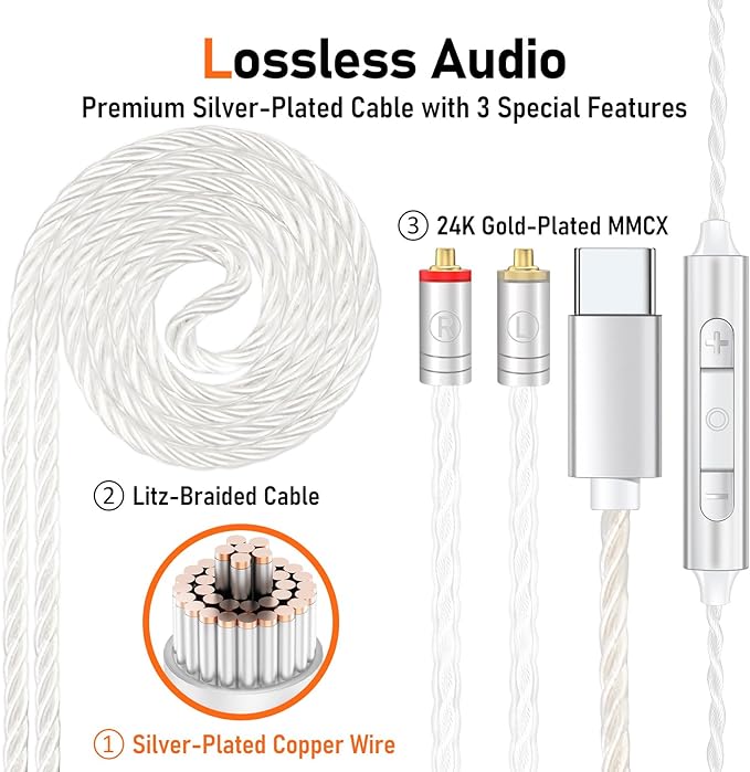 Vibes 202M Wired Earbuds - HiFi in Ear Monitor Headphones - Noise Isolating Ear Buds w/ Mic - Clear Sound, Deep Bass & Comfort-Fit Gaming Earphones - MMCX to 3.5mm & Silver Plated Cord, Carrying Case