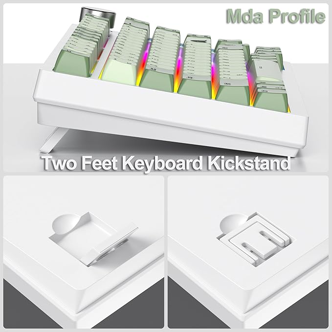 Fogruaden 75% Mechanical Gaming Keyboard - 75 Percent Matcha, Hot Swappable Gasket Mount, Red Switch, RGB Backlit 82 Keys TKL Mechanical Keyboard with Knob