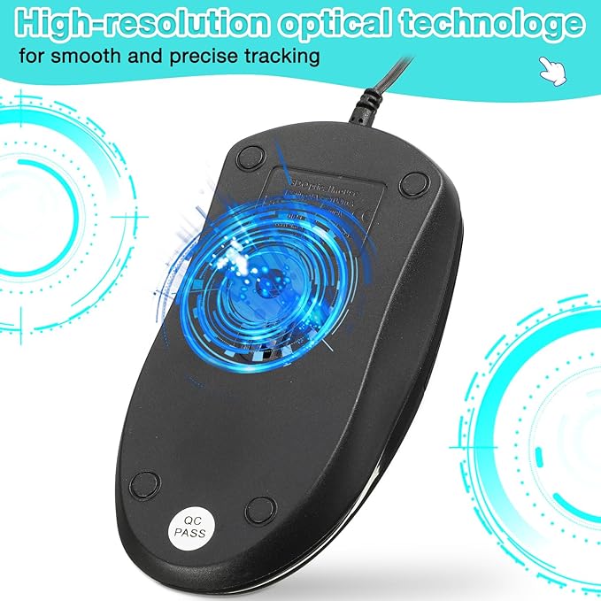 Kathfly 100 Pcs Black Wired USB Computer Mouse Bulk 1000 DPI 3 Button Corded Mouse with Home Office Noiseless Simple USB for Computer Laptop Desktop PC