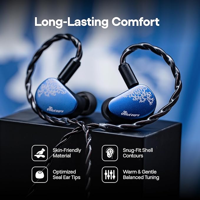 Linsoul Kiwi Ears Cadenza II 10mm Titanium Driver in Ear Monitor, HiFi Wired IEM Earphones with KARS 2.0, Precise Tonal Balance, CNC Aluminum Faceplate for Musicians Audiophiles Gaming (Blue)