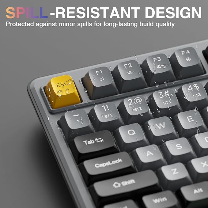 SOLAKAKA SK90 75% Wireless Gaming Keyboard - 4000mAh Tri-Mode (BT5.0/2.4G/USB-C) Cute Creamy Gaming Keyboard with Number Pad, Media Knob, RGB Backlit, Quiet Keys Silent Office Keyboards for PC MAC