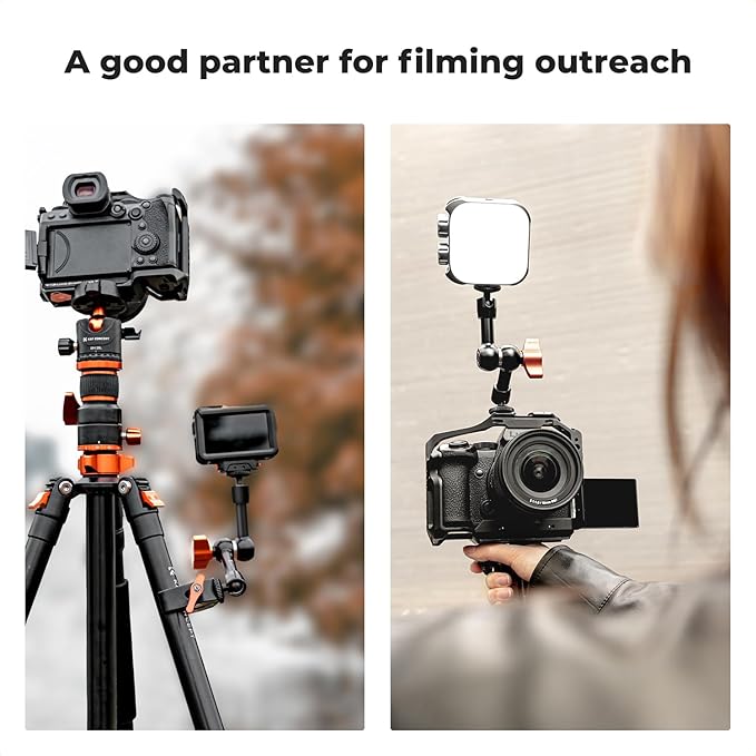 K&F CONCEPT 6" Magic Arm 1/4" Screw 360°Ballhead Articulating Mini Arm Mount for Monitor, LED Light, Webcam