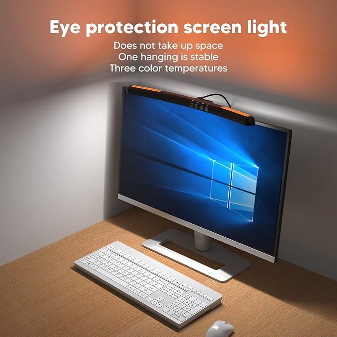 LICAEVEY Computer Monitor Lamp, Screen Monitor Light Bar for Eye Caring, USB Reading LED Task Lamp with Touch Control Dimming, No Glare, Monitor Light Bar for Curved Monitors, Space Saving