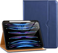 DTTO for iPad Pro 12.9 6th / 5th / 4th / 3rd Generation Case 2022/2021/2020/2018, Leather Folio Stand Cover with Built-in Apple Pencil Holder -Auto Wake/Sleep and Multi Viewing Angles, Navy Blue