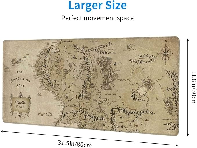 Gaming Mouse Pad XL Extended Large Mouse Mat Desk Pad 31.5"x11.8",Stitched Edges Non Slip Mousepad for Computer,Office,Keyboard and Laptop-Retro Earth Map