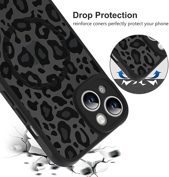 KANGHAR Case for iPhone 14 Phone Case [Compatible with Magsafe] Leopard Printed Pattern Cute Cheetah Protective Magnetic Case for Girls Women Men 6.1"