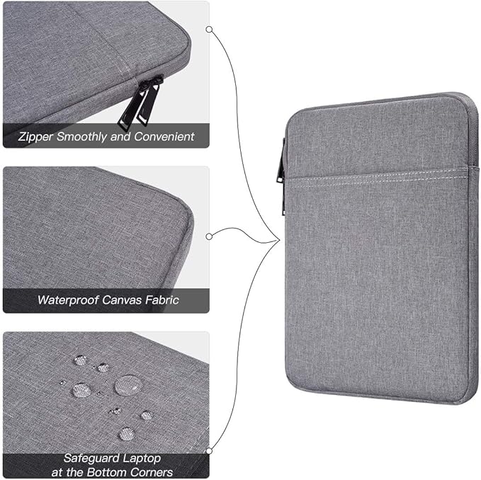 Tablet Sleeve Case for 11" Samsung Galaxy Tab A9+/ Galaxy Tab S6 Lite, iPad Air M4 M3, Pro 11 M5,iPad 9/8/7 10.2 Bag, Light Grey
