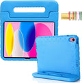 Kids Case for iPad 10th Generation (2022), iPad 11" A16 2025 Case with Pencil Holder, Techcircle Handle Stand Lightweight EVA Foam Bumper Protective Rugged Drop Protection Child Proof Cover, Blue
