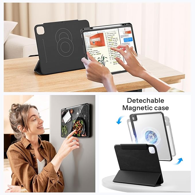 SPARIN Case for iPad Air 13 Inch M4 2026/M3 2025/M2 2024 ((8th/7th/6th Generation), Removable Magnetic Cover with Apple Pencil Holder, Portrait and Landscape Stand, Auto Wake/Sleep -Black