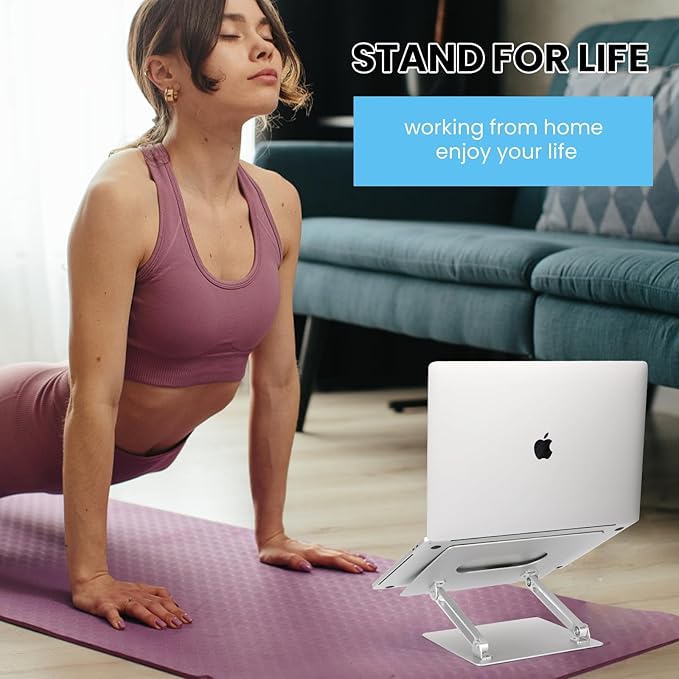 Laptop Stand for Desk, Ergonomic Aluminum Laptop Stand Adjustable Height, Foldable Laptop Riser for 10-17 Inchs Laptop(Black)