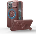 Dexnor for iPhone 16 Pro Max Case with Slide Camera Cover & Adjustable Kickstand, Magnetic Rugged Shockproof Bumper Cases Heavy-Duty Magnetic Protective Cover,Maroon Red