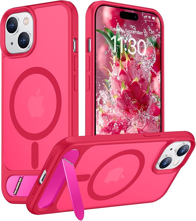 Magnetic Compatible with iPhone 15 Plus Case & iPhone 14 Plus Case, [Built-in Invisible Kickstand][Compatible with MagSafe][Military Grade Shockproof] Slim Translucent Matte Phone Case 6.7"