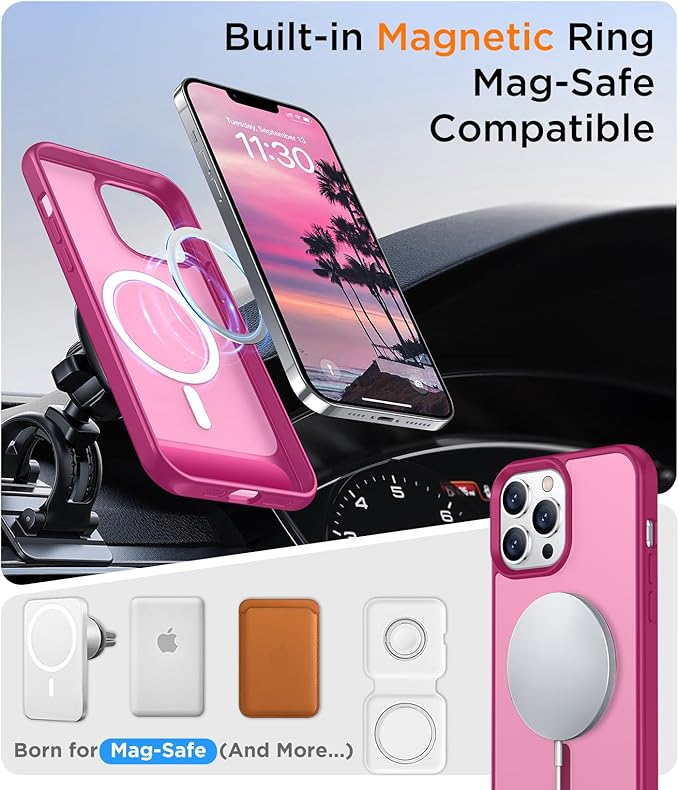 Magnetic Compatible with iPhone 13 Pro Max Case, [Built-in Invisible Kickstand][Compatible with MagSafe] [Military Grade Shockproof] Slim Translucent Matte Phone Case for iPhone 13 Pro Max 6.7"