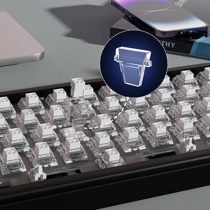 Kailh Box White Pro Switch - Clicky Mechanical Switches, Dustproof and Waterproof, 45gf Force, 80M Keystrokes, for Gaming & Typing, MX Compatible(90pcs)