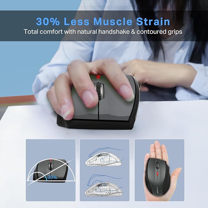 E-YOOSO Wireless Mouse for Laptop, Portable Optical Computer Mouse, 6 Buttons, Cordless 2.4GHz with USB Receiver, 5-Level 4800 DPI, 18 Months Battery Life, for PC, Chromebook (Gray & Black, USB)
