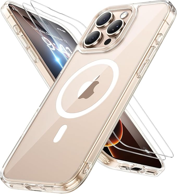 Miracase Magnetic for iPhone 17 Pro Max Case with Screen Protector [Compatible with MagSafe] Slim Thin Phone Case Military-Grade Protected for 17 ProMax Cover Bumper 6.9", Clear