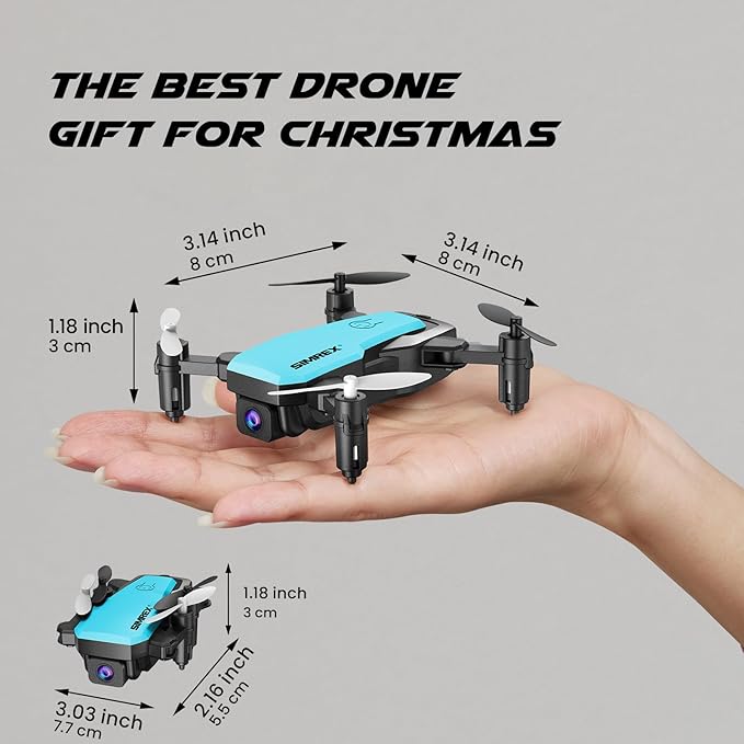 SIMREX Mini Drone with 720P Camera for Kids & Beginners - Foldable RC Quadcopter, Optical Flow Positioning, Altitude Hold, 3D Flip, 2 Batteries 20Min Flight, Safe & Easy Indoor Outdoor Flying Toy Gift (NEW BLUE)