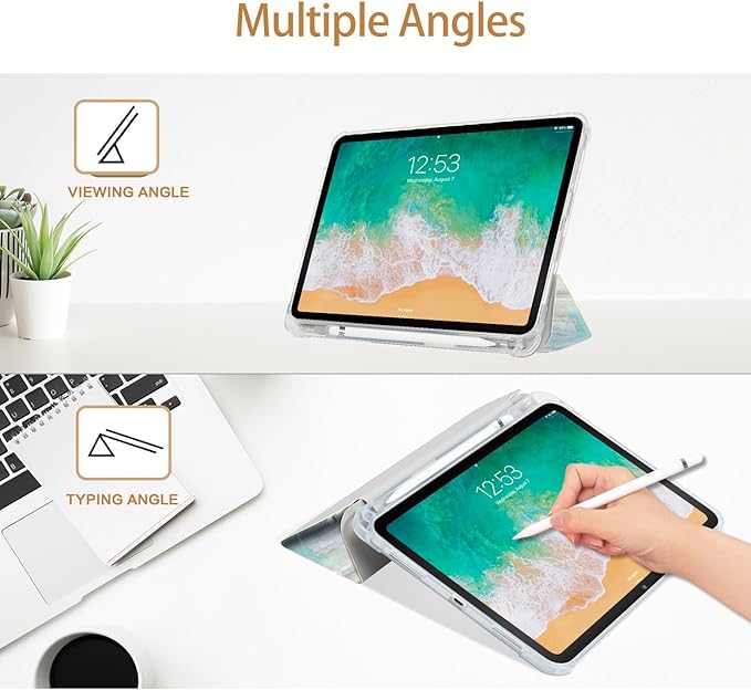 for iPad (A16) 11Th/10Th Generation Case 2025/2022, for iPad Case 11Th/10Th Generation, 10Th/11Th Gen Slim Cover Pencil Holder & 2 Viewing Angles & Typing Stand, Oil Painting Flower Art