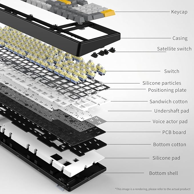 FIRSTBLOOD ONLY GAME. AK980 101-Key Hot-Swappable Mechanical Keyboard, Gasket Mount RGB Backlit, Programmable Macro, Full N-Key Rollover, with Dreamscape Linear Switches (Starfall Gray)