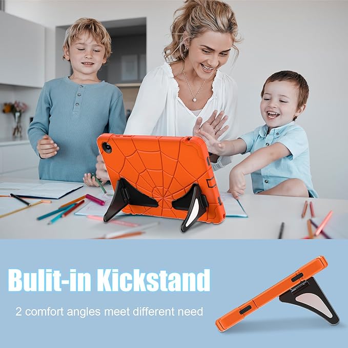 AKABEILA Compatible with Samsung Galaxy Tab A9 Plus 11 inch (SM-X216B)(2023) Tablet Case，Lightweight Shockproof Rugged Protective Cover with Kickstand for Kids Children Boys Babies Orange Black
