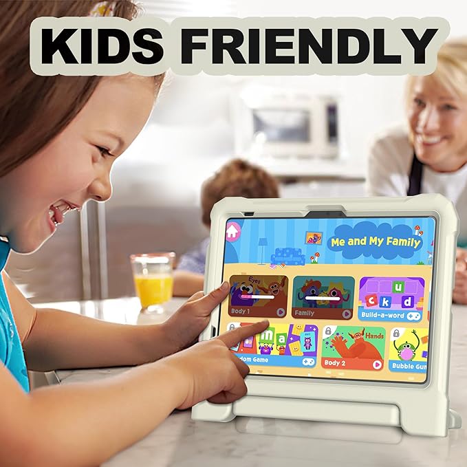 YIHE Kids Case for iPad (A16) 11th Generation 11 Inch 2025 & iPad 10th Generation 10.9 inch 2022, with Built-in Screen Protector and Handle Stand, Full Body Shockproof Protective Cover, LightGrey