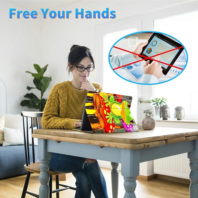 for Amazon Kindle Fire HD 8 (8th/7th/6th Generation, 2018/2017/2016 Release) 8" Tablet Case, Slim Kickstand Stand Leather Smart Cover with Auto Wake/Sleep, Green Frog Mushroom