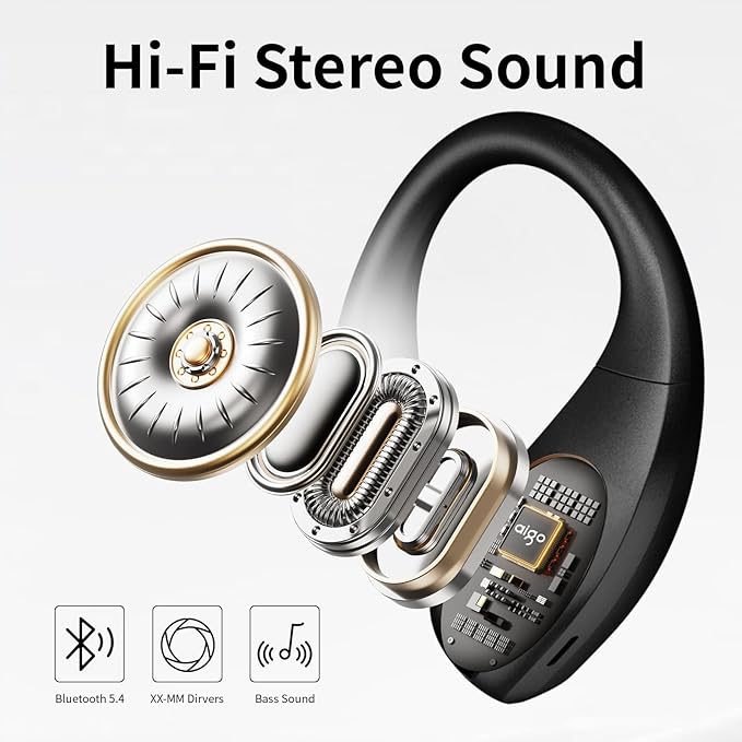 Wireless Earbuds Bluetooth Headphones,Lightweight Earbuds with Ear Hooks,Bluetooth5.4 Wireless Earphones,48H Playtime, IPX4 Waterproof Running Headphones for Gym Black