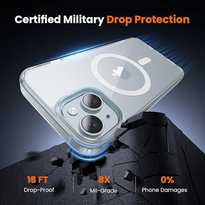 toushion 3 in 1 for iPhone 15 Plus Case Clear with MagSafe, Not Yellowing, Screen Protector*1 Camera Lens Protector*1, Military-Grade Protection for iPhone 15 Plus Phone Case 6.7 inch Clear