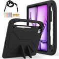 for iPad Air 11" M4 M3 M2 2026 2025 2024 Case for Kids, iPad Pro 11 Inch M5 M4 Case 2025 2024, Soft EVA Handle with Shoulder Strap Stand Cute Kids Friendly Bumper Cover, Black