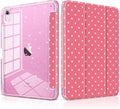 DONGKE for iPad Pro 11 inch Case – Fits M5 2025 / M4 2024, Shockproof Sparkling Glitter Acrylic Back, Pencil Holder, Trifold Stand, Auto Sleep/Wake & Touch ID Support - Dark Pink Cross Dot