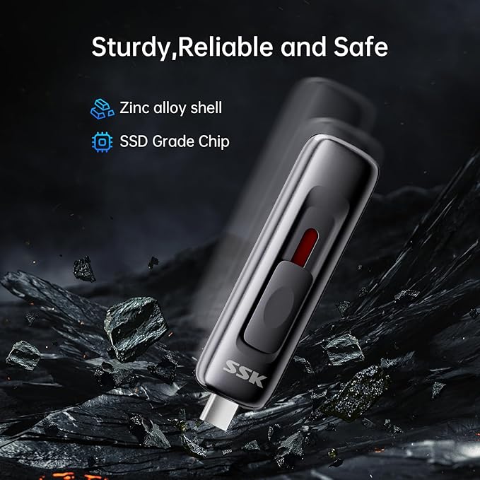 SSK 512gb Flash Drive,Fast Memory Stick with Sliding Dual USB 3.2 flashDrive Type-c +A up to 560 MB/s Read Speed Thumb-Drive,External Solid State-Drive for iPhone 15/16/17/Android/Windows/Tablet/TV