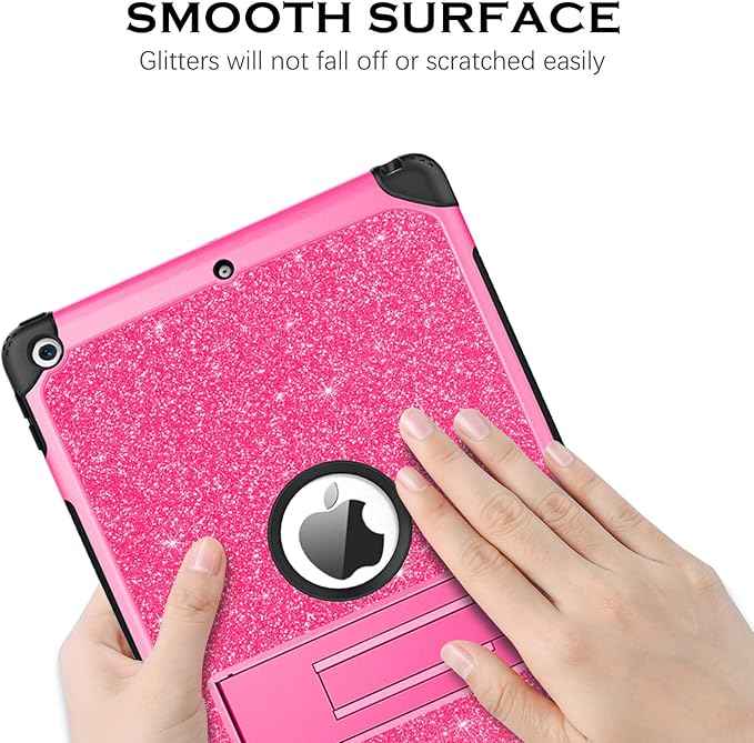 YINLAI Case for iPad 6th / 5th Generation, iPad 9.7 Case Glitter Women Hybrid Shockproof Protective Cover with Kickstand iPad 9.7-Inch iPad Air 2nd A1893/A1954/A1822/A1823, Hot Pink