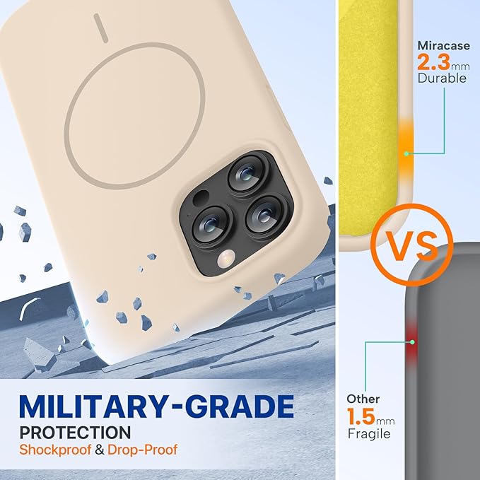 Miracase Magnetic for iPhone 13 Pro Max Case, [Soft Anti-Scratch Microfiber Lining], Compatible with MagSafe, Liquid Silicone Shockproof Drop Protection Phone Case for 13 Pro Max, Sand