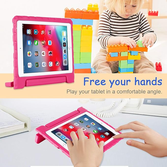 Kids Case for iPad Pro 11-inch 4th/3rd/2nd Gen 2020-2022, Techcircle [Support Pencil Charging] Handle Stand Lightweight EVA Foam Bumper Protective Rugged Drop Protection Child Proof Cover, Rose
