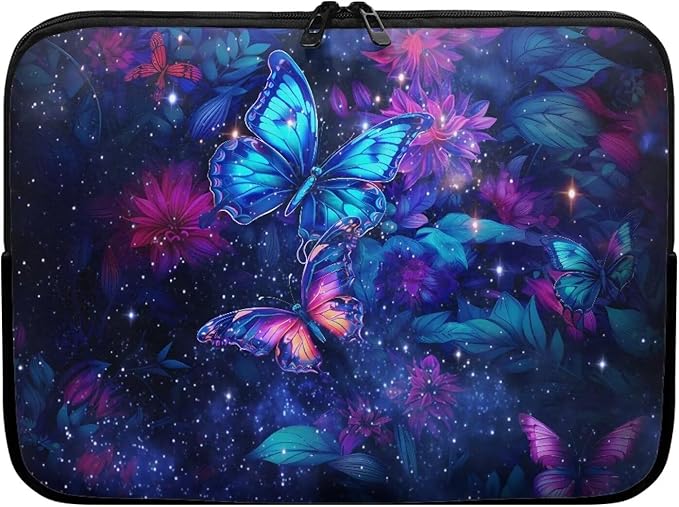 Butterfly Flower Laptop Sleeve 12 inch Lap Top Case for Women Girls Galaxy Computer Sleeve Slim Laptop Protector with Multiple Uses Laptop Carrying Case Briefcase, 2403080BZ1403018