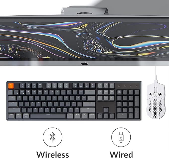 Keychron K10 RGB Full Size Layout Hot-Swappable Mechanical Keyboard for Mac Windows, Multitasking 104-Key Bluetooth Wireless/USB Wired Gaming Keyboard with Keychron Super Red Switch Aluminum Frame