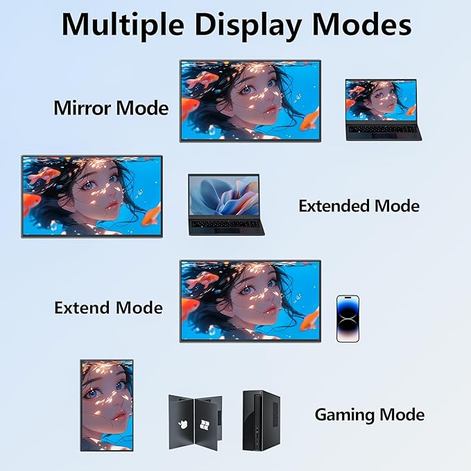 24” 4K 3840 * 2160 Portable Monitor 100Hz 120% sRGB USB-C HDMI Large Gaming Second Extender Display Monitor for MacBook Laptop,Desktiop,PS5/4, Xbox, Switch,Phone