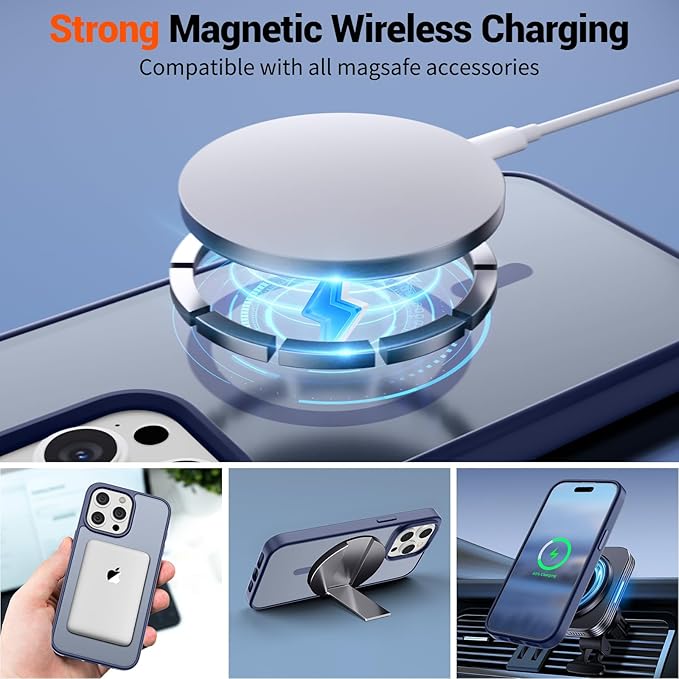 SUPFINE Magnetic for iPhone 15 Pro Max Case (Compatible with MagSafe) (Military Grade Drop Protection) Slim Translucent Matte Shockproof with Anti-Fingerprint Phone Case, Lavender Gray