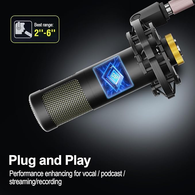 Podcast Equipment Bundle,5RGB Mixer with XLR-6.5mm interface,Dynamic Microphone, TF Card, Surround Sound, Suitable for Streaming/TikTok/YouTube, Compatible with Mobile Phones, PC,Camera RS2